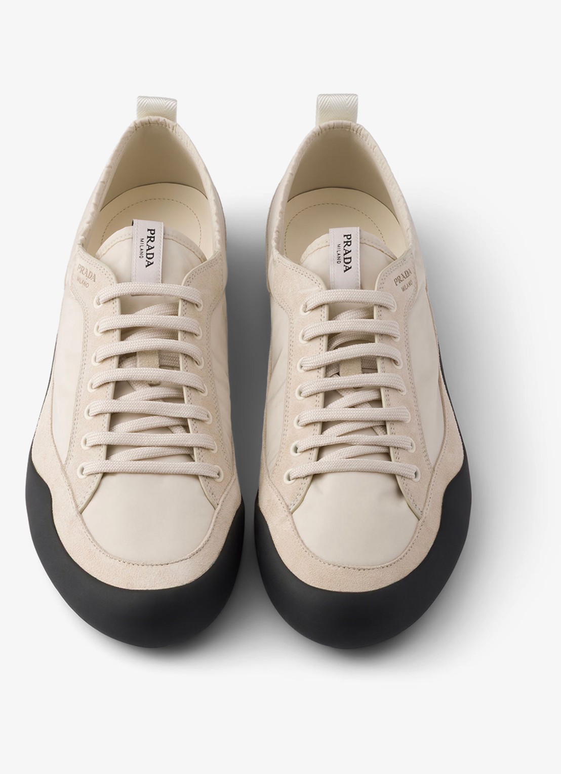 Prada Speedrock Re-Nylon sneaker met suède details - detail 4 beige
