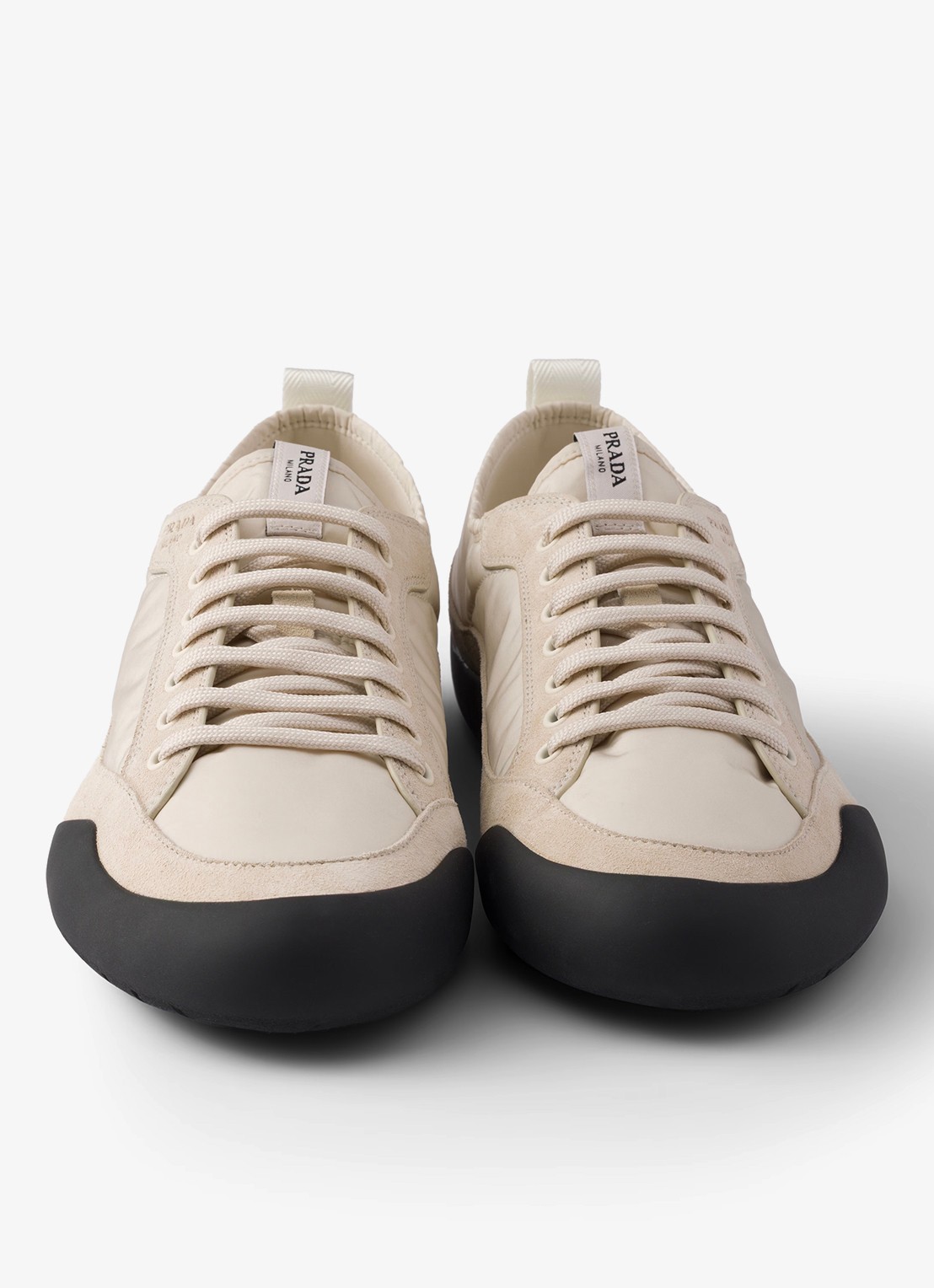 Prada Speedrock Re-Nylon sneaker met suède details - detail 5 beige