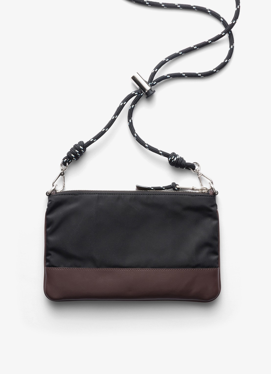 Prada Speedrock Re-Nylon telefoonhoesje met leren details en afneembare schouderriem - achterkant zwart