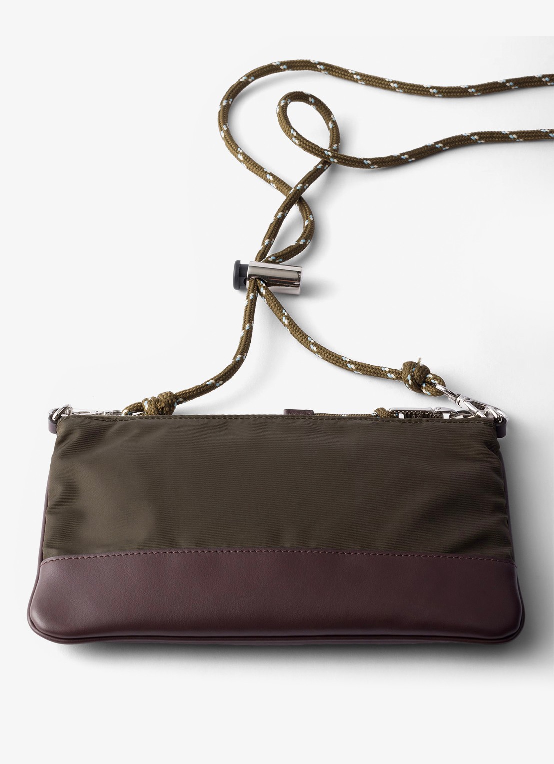 Prada Speedrock Re-Nylon telefoonhoesje met leren details en afneembare schouderriem - achterkant 2 groen