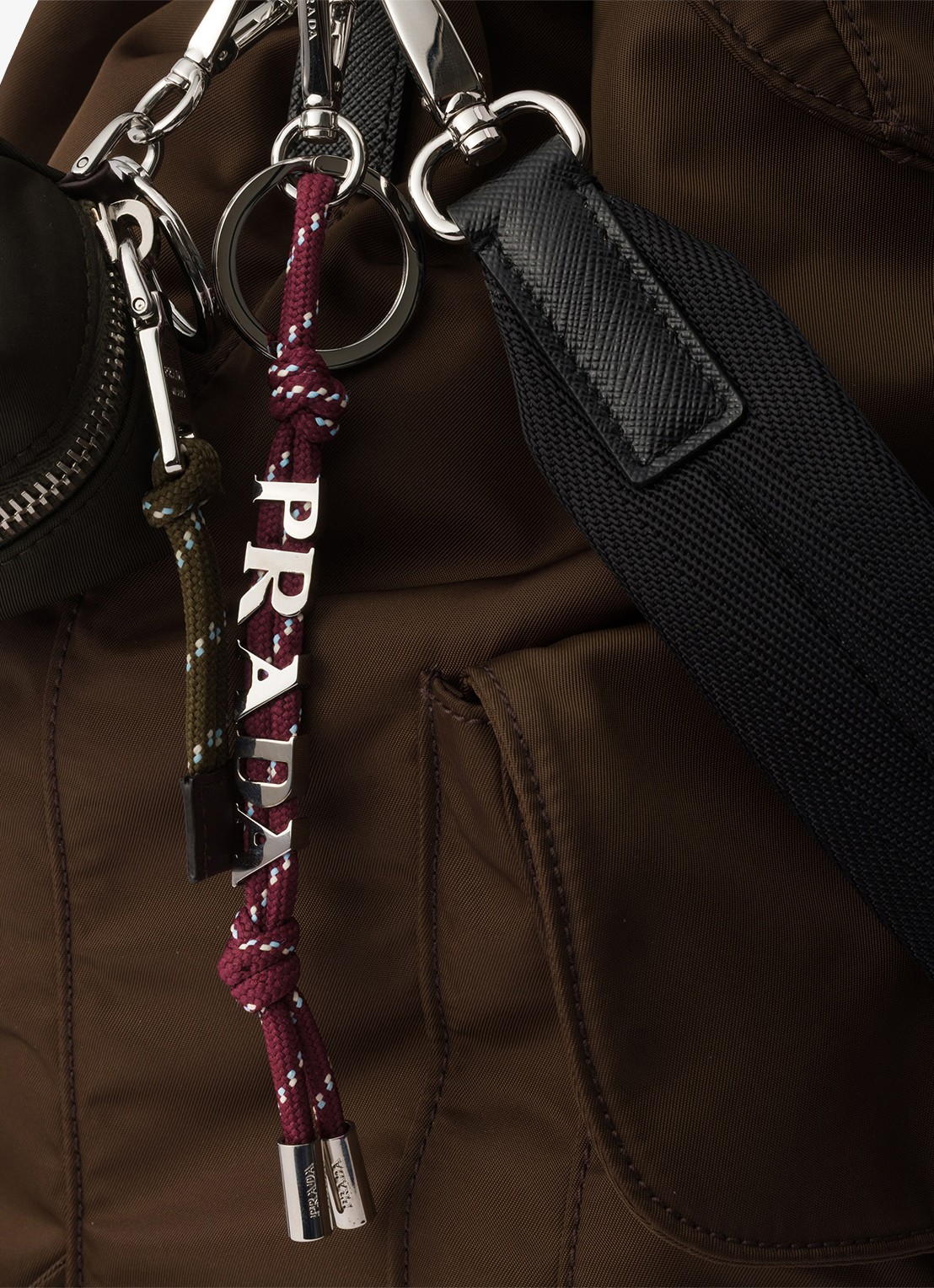 Prada Speedrock sleutelhanger met logo - detail 2 bordeauxrood
