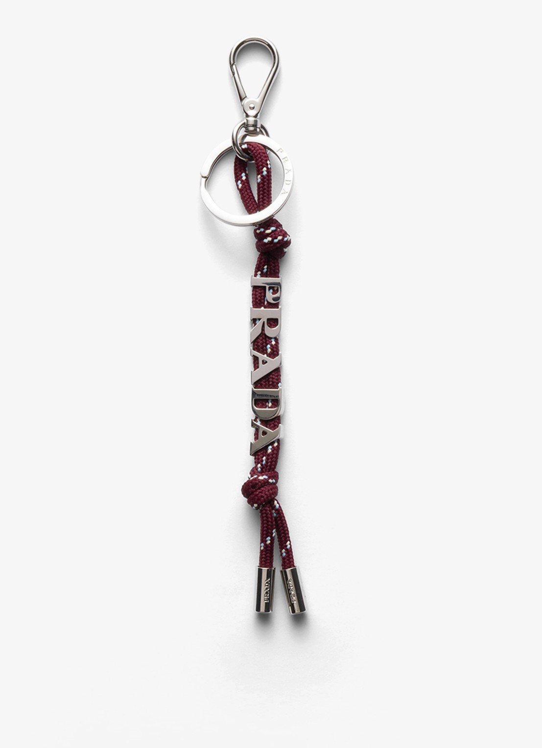 Prada Speedrock sleutelhanger met logo - voorkant bordeauxrood