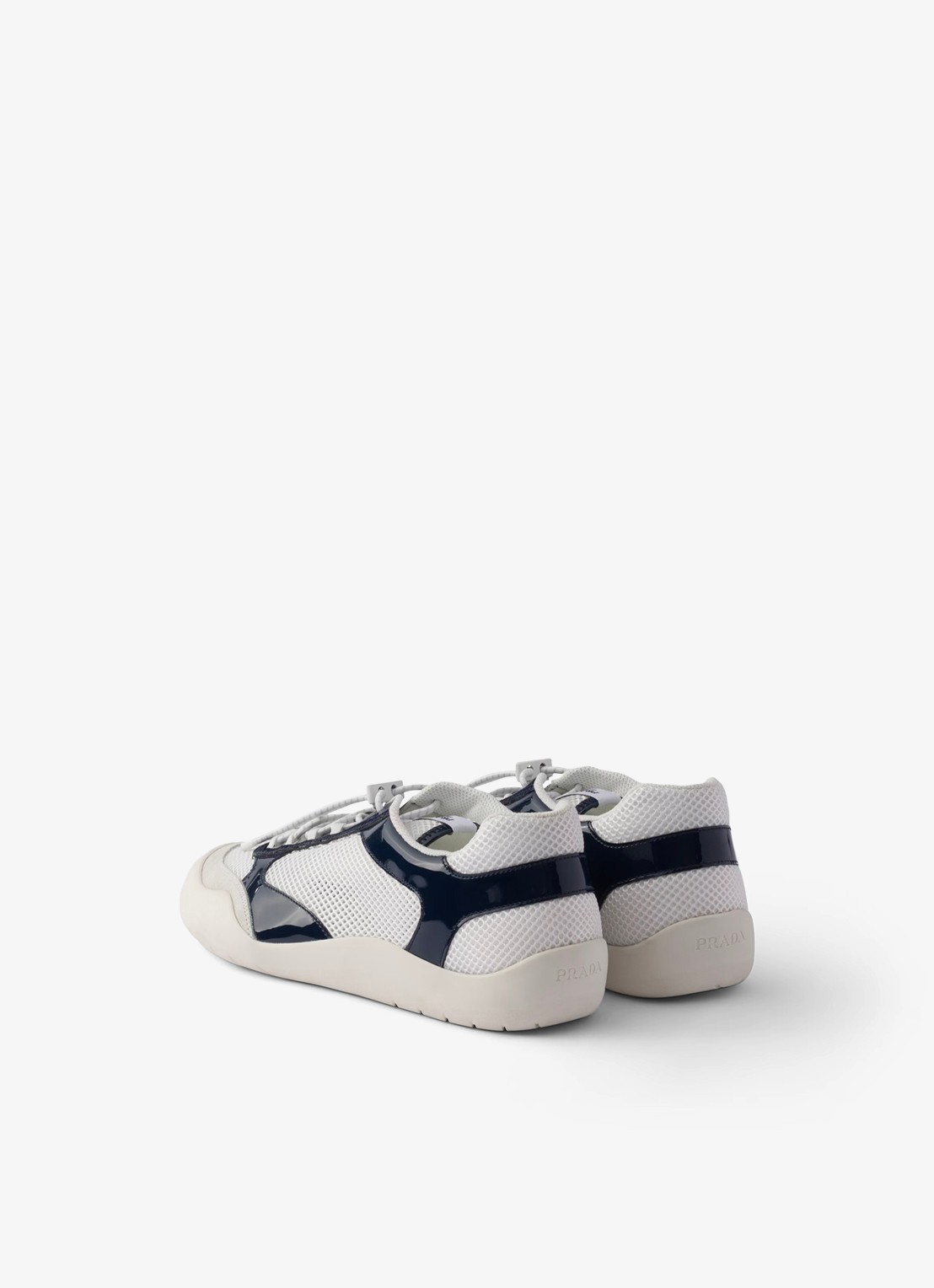 Prada Speedrock sneaker met lakleren en mesh details - achterkant 6 donkerblauw