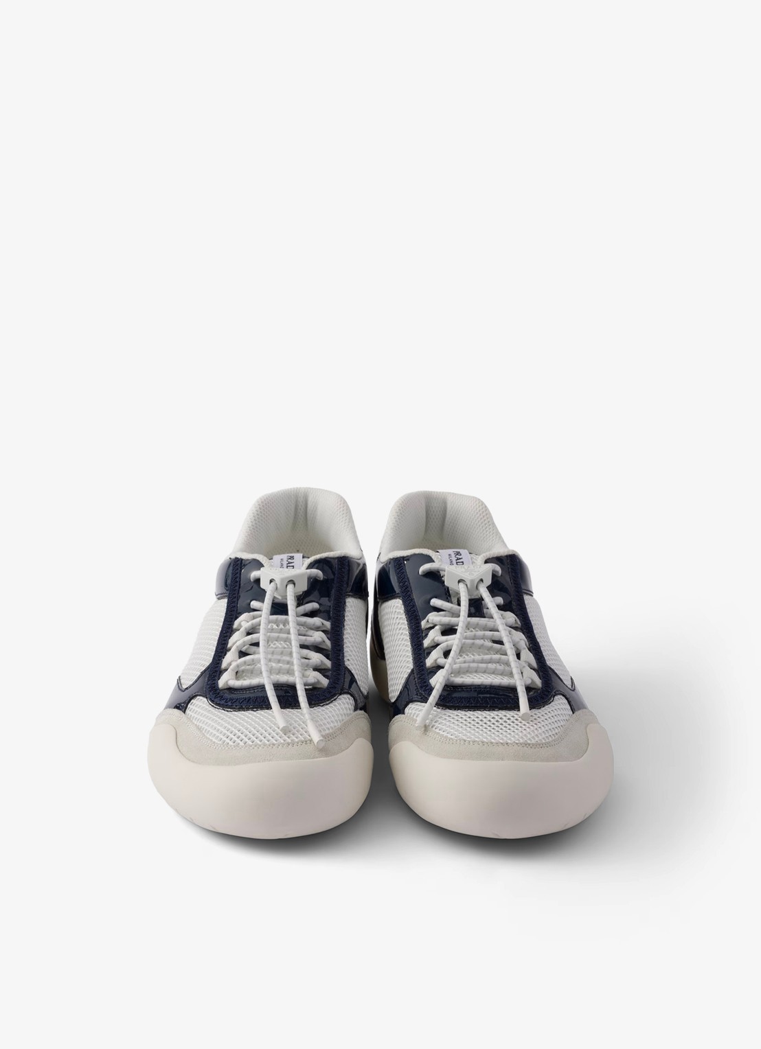 Prada Speedrock sneaker met lakleren en mesh details - detail 4 donkerblauw