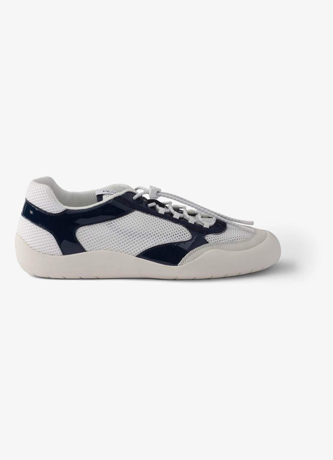 Prada Speedrock sneaker met lakleren en mesh details - voorkant donkerblauw