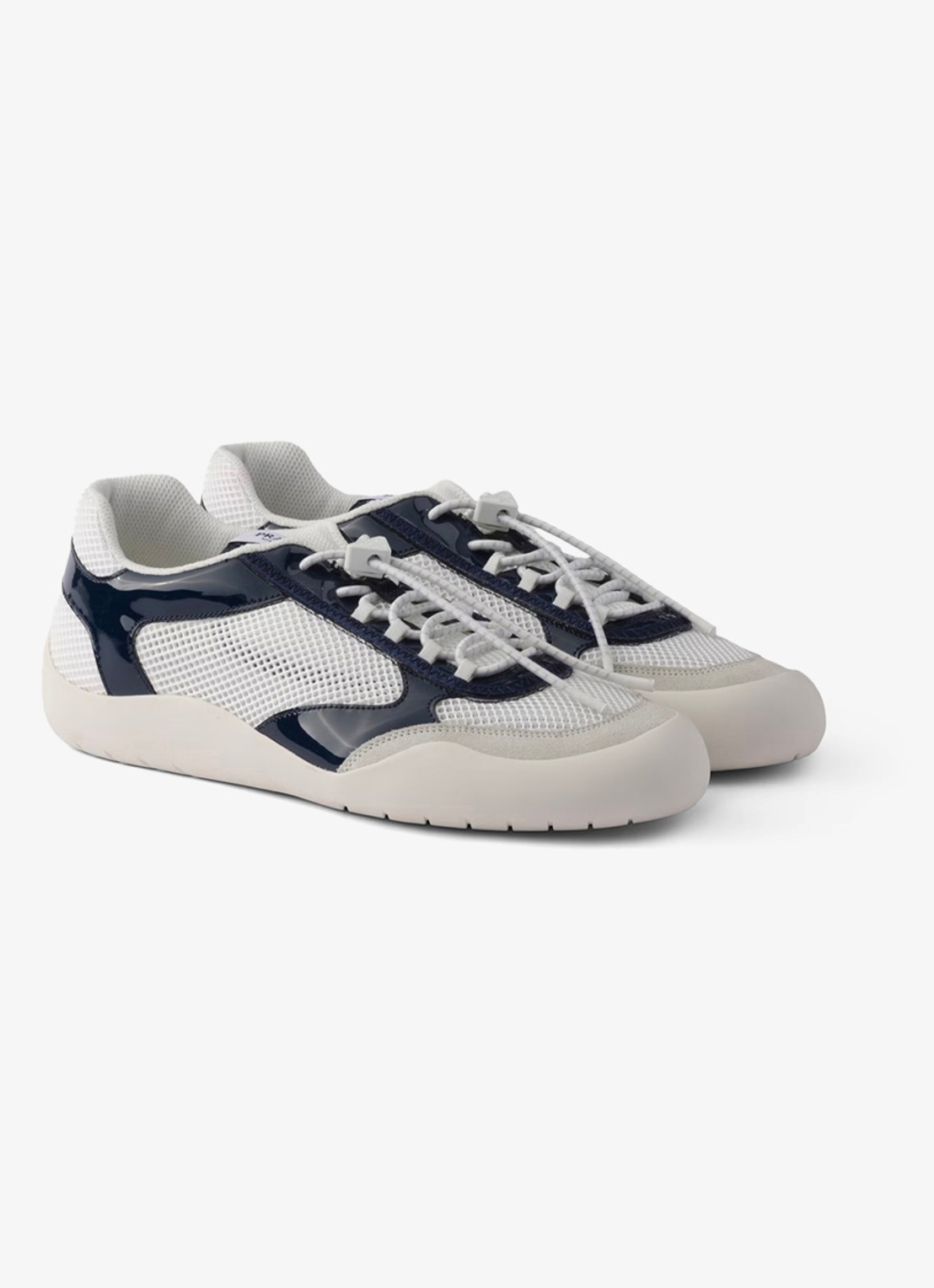 Prada Speedrock sneaker met lakleren en mesh details - voorkant 2 donkerblauw