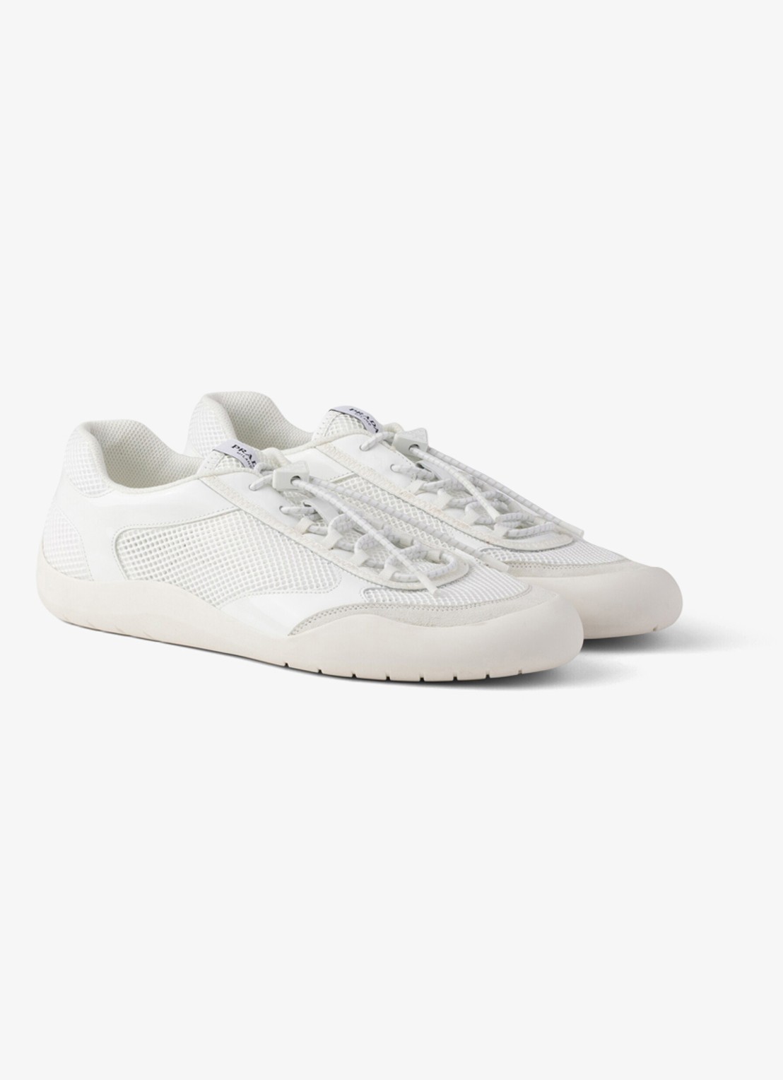 Prada Speedrock sneaker met lakleren en mesh details - detail wit
