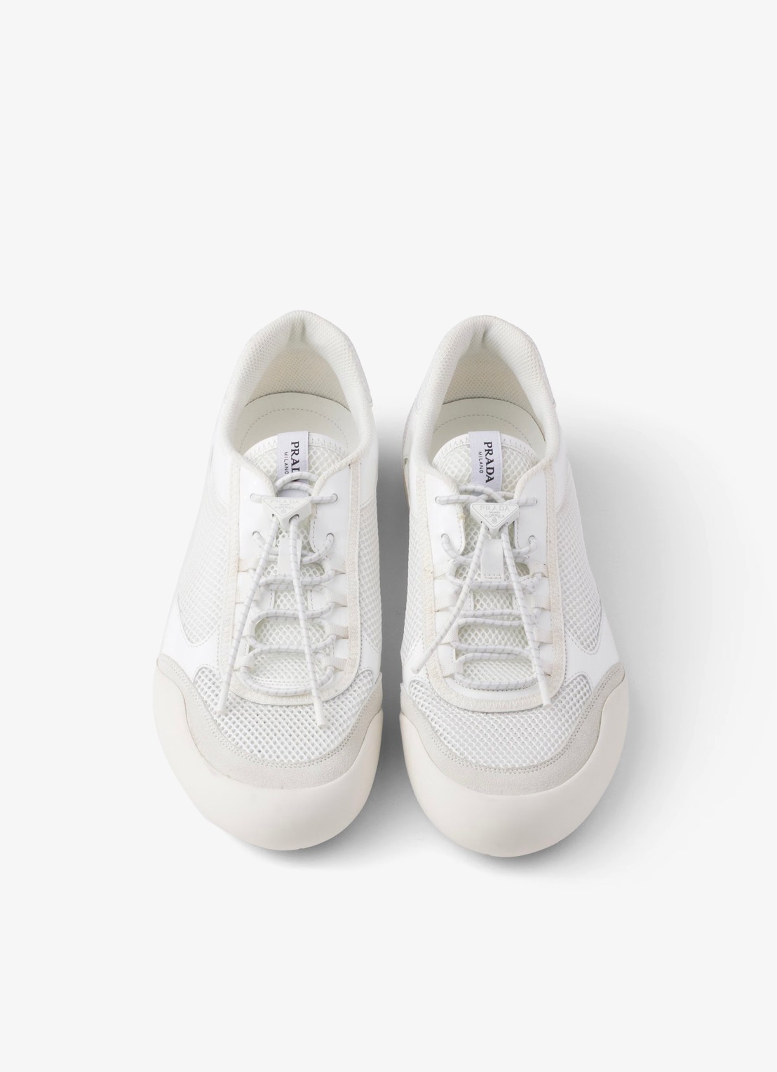 Prada Speedrock sneaker met lakleren en mesh details - detail 2 wit