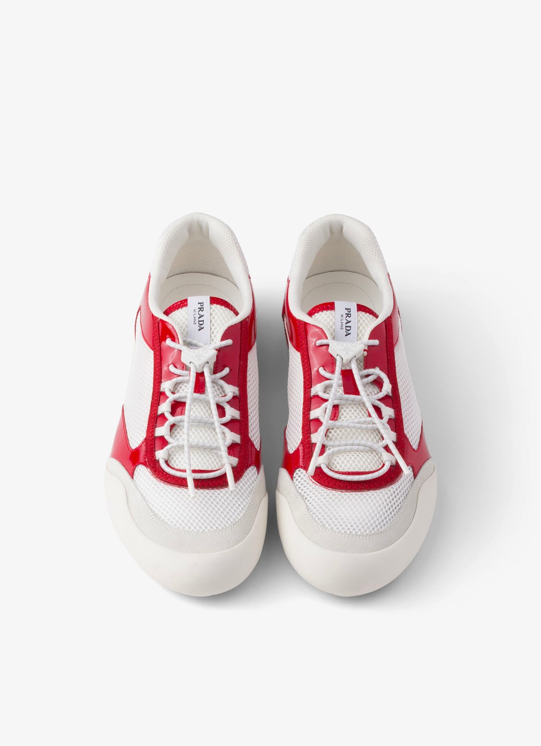 Prada Speedrock sneaker met lakleren en mesh details - detail 4 rood