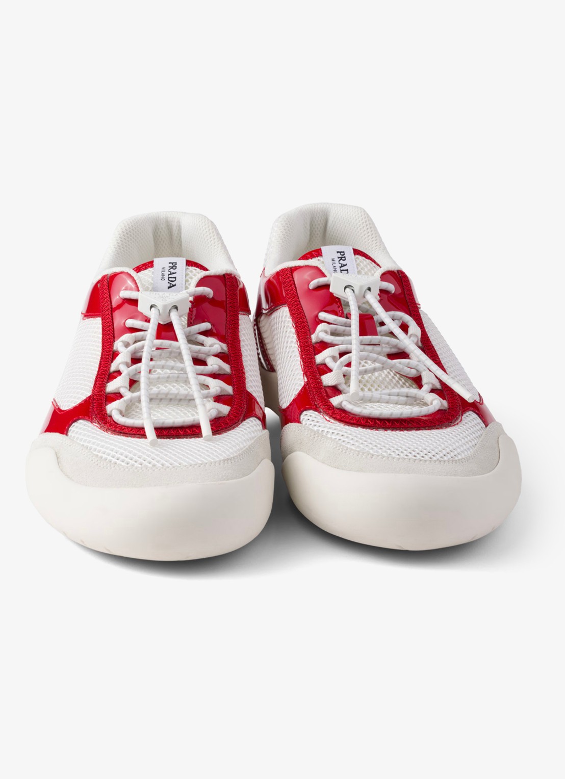 Prada Speedrock sneaker met lakleren en mesh details - detail 5 rood