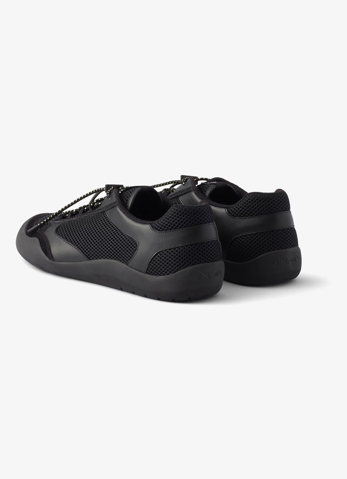 Prada Speedrock sneaker van leer met mesh details - achterkant 6 zwart