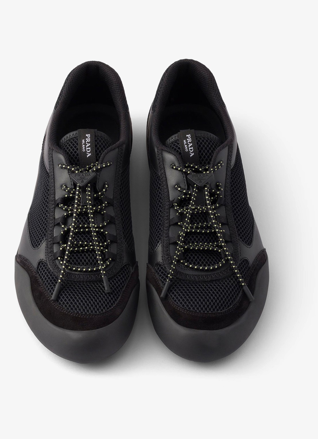 Prada Speedrock sneaker van leer met mesh details - detail 3 zwart