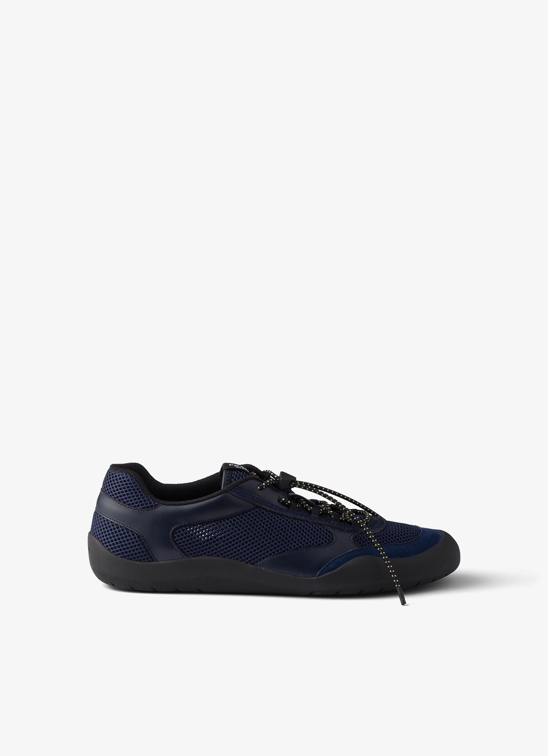 Prada Speedrock sneaker van leer met mesh details - voorkant donkerblauw