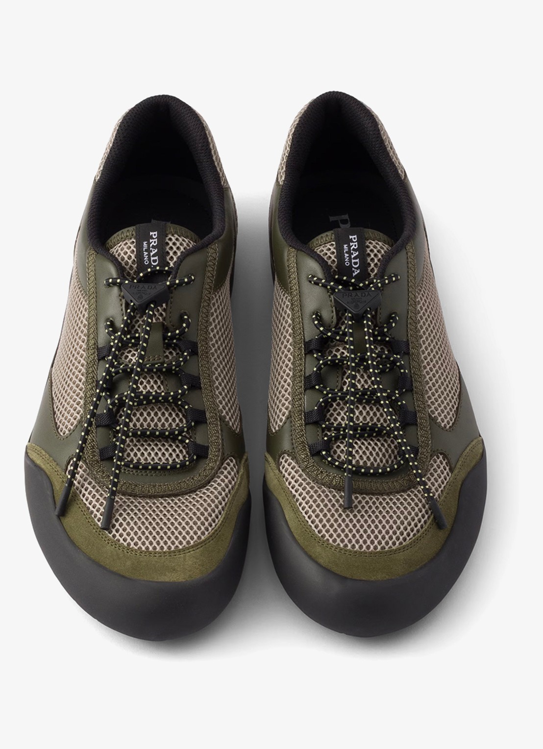 Prada Speedrock sneaker van leer met mesh details - detail 3 legergroen