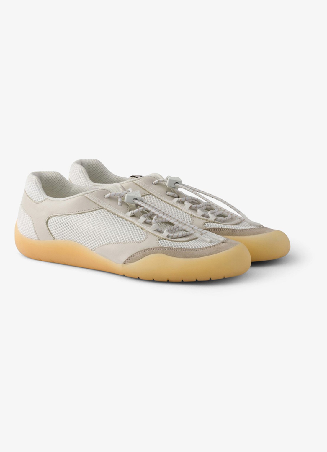 Prada Speedrock sneaker van leer met mesh details - detail 3 beige