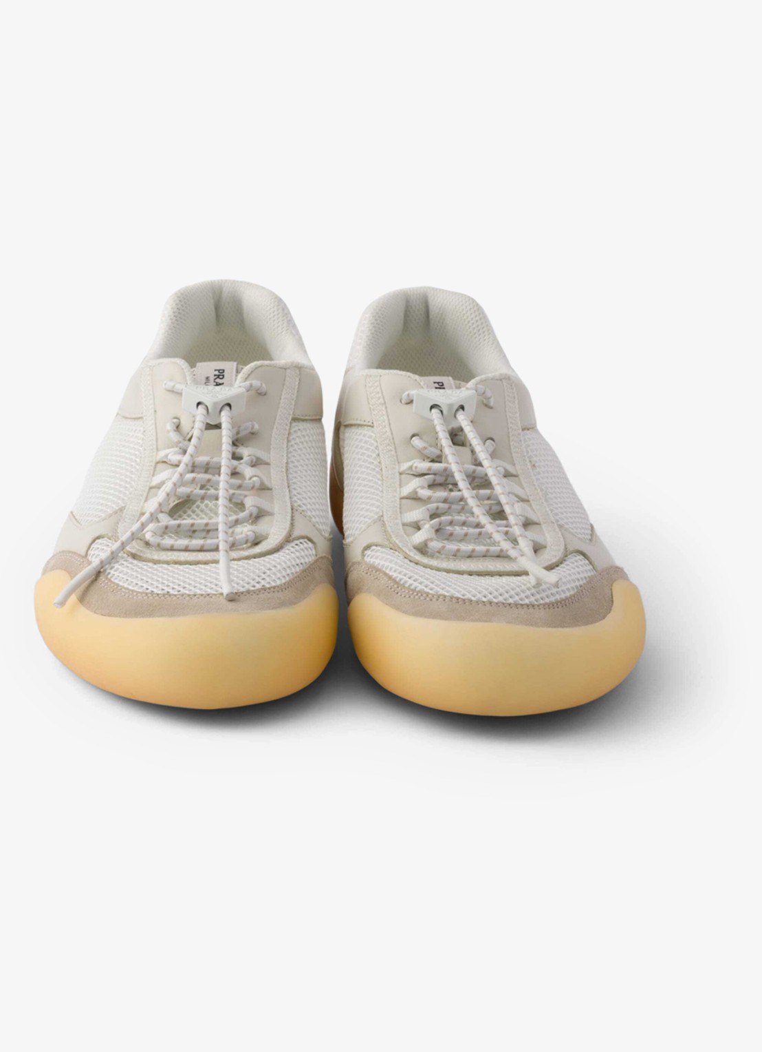 Prada Speedrock sneaker van leer met mesh details - detail 4 beige