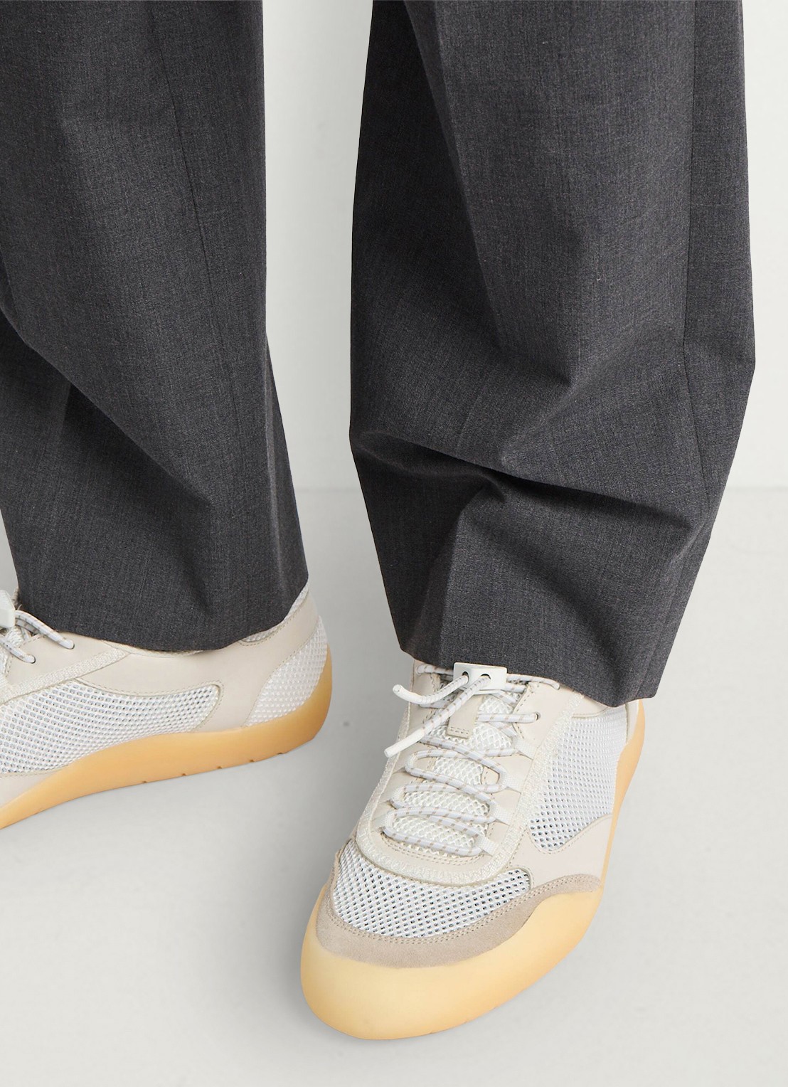 Prada Speedrock sneaker van leer met mesh details - detail 6 beige