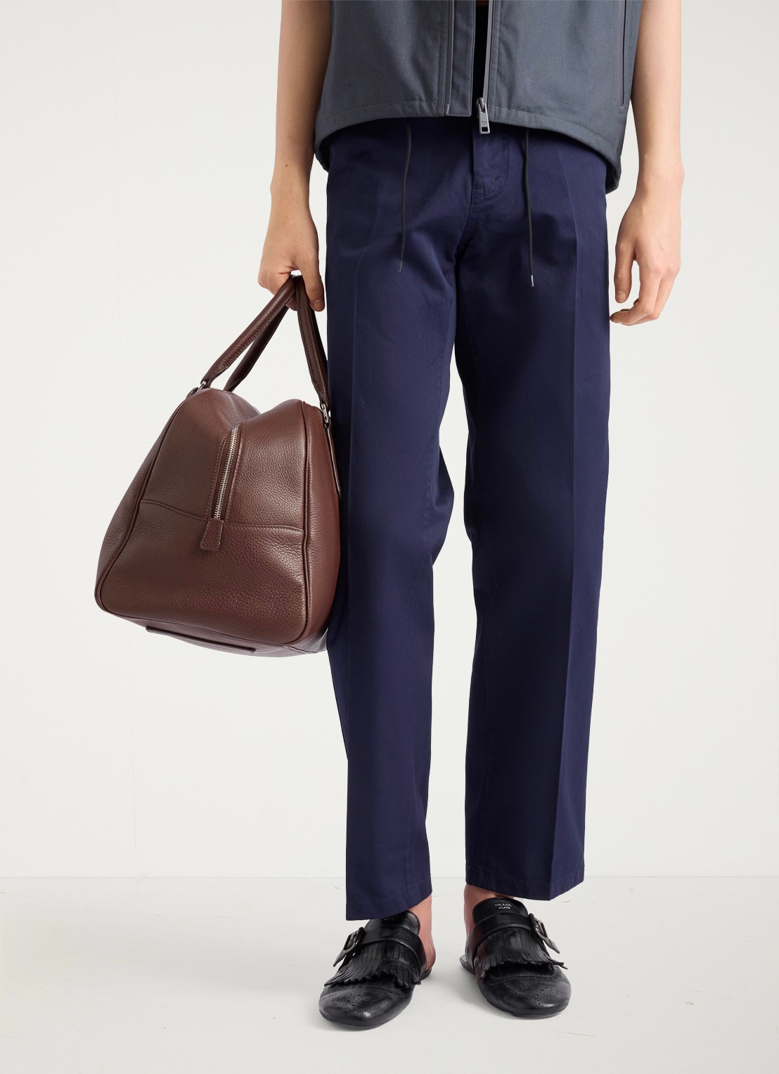 Prada Straight fit chino met steekzakken - detail donkerblauw