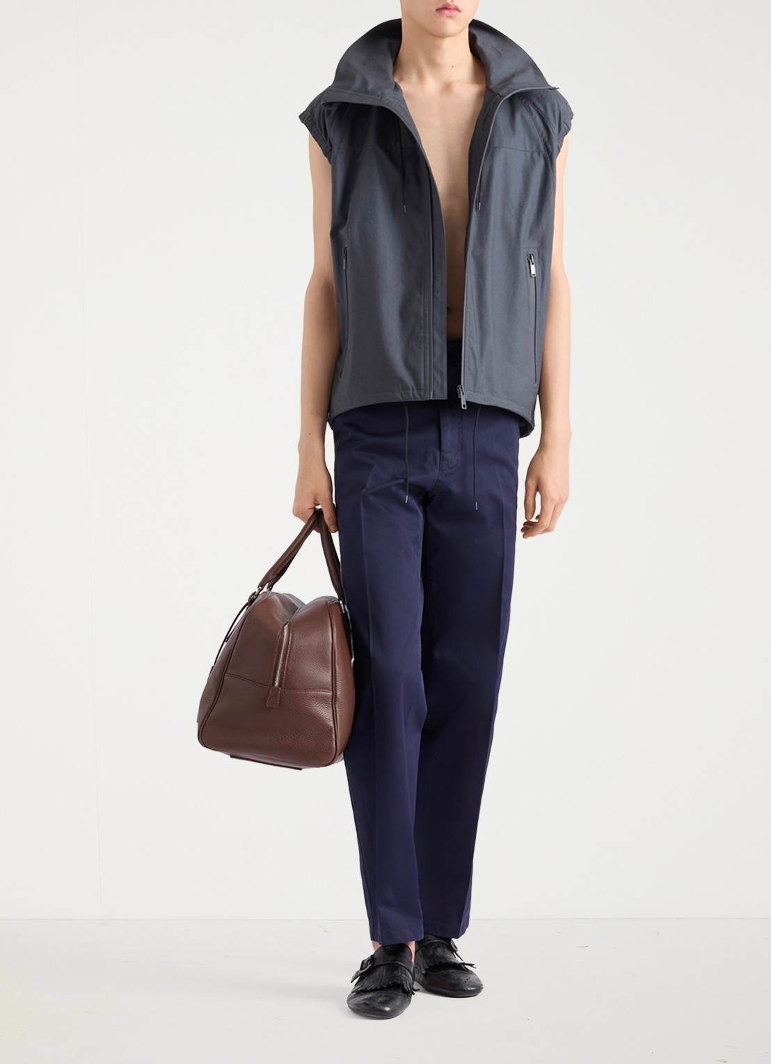 Prada Straight fit chino met steekzakken - voorkant 5 donkerblauw