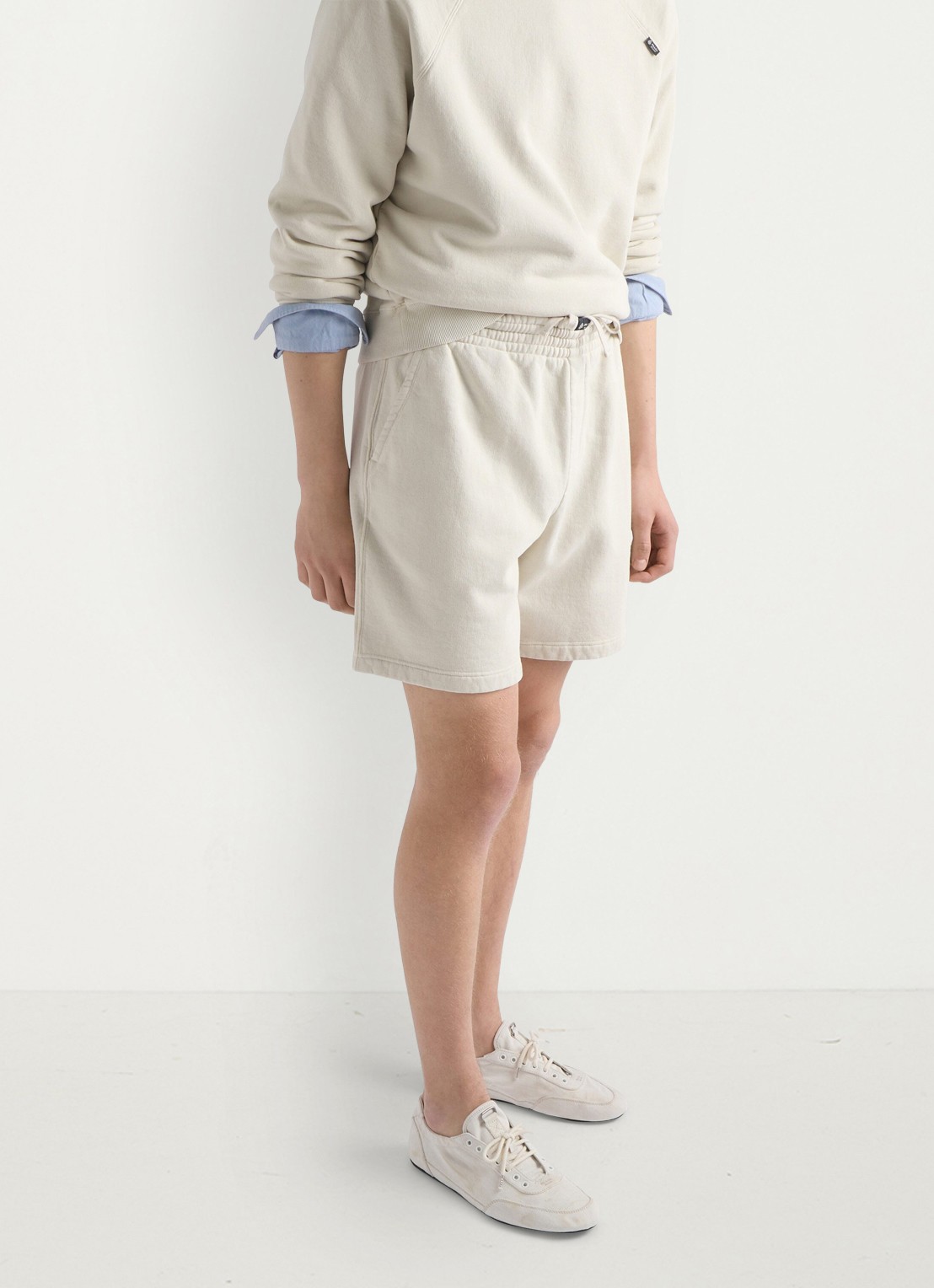 Prada Straight fit korte joggingbroek met steekzakken - detail gebroken wit