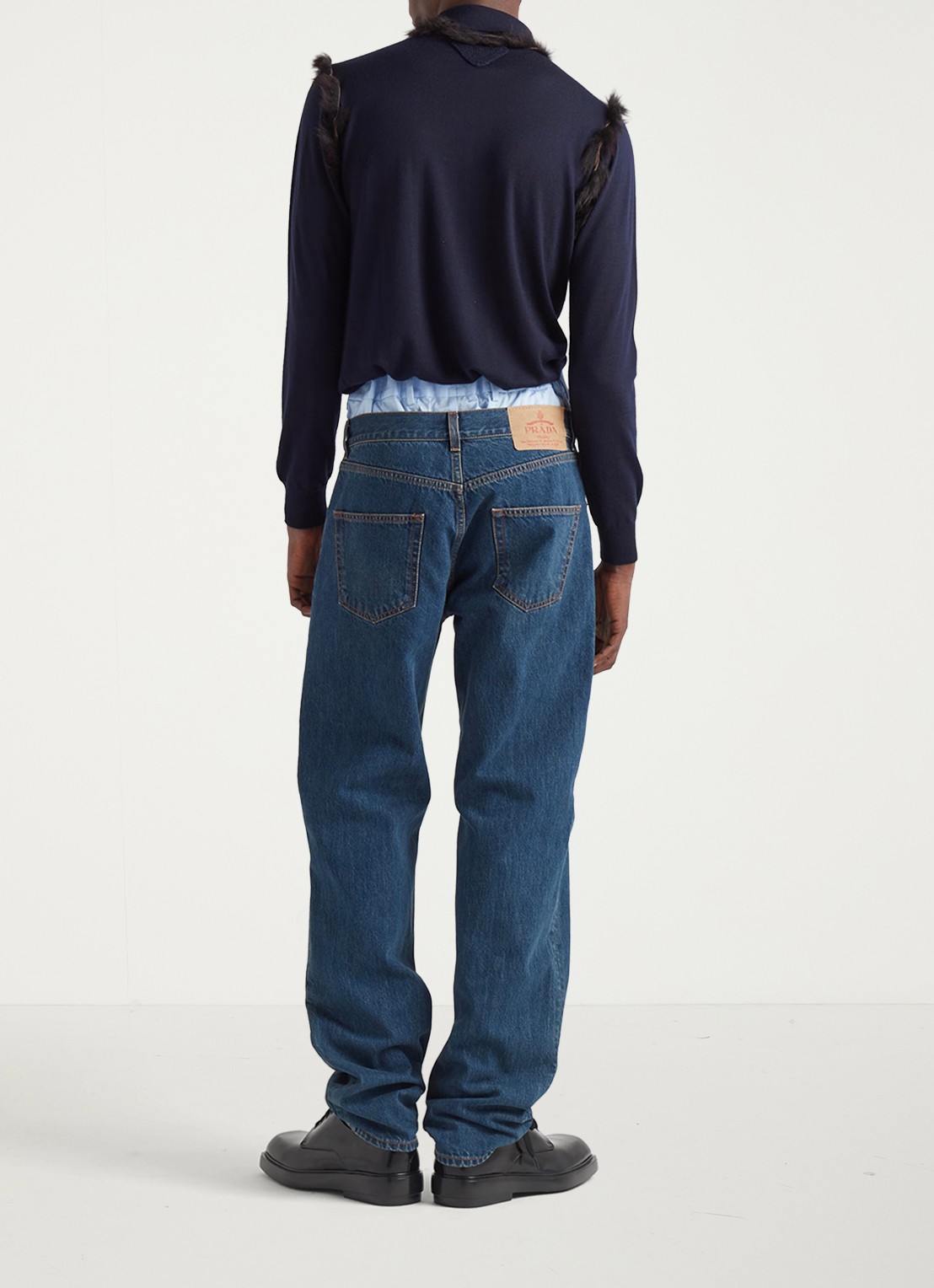 Prada Straight leg jeans met donkere wassing - achterkant indigo