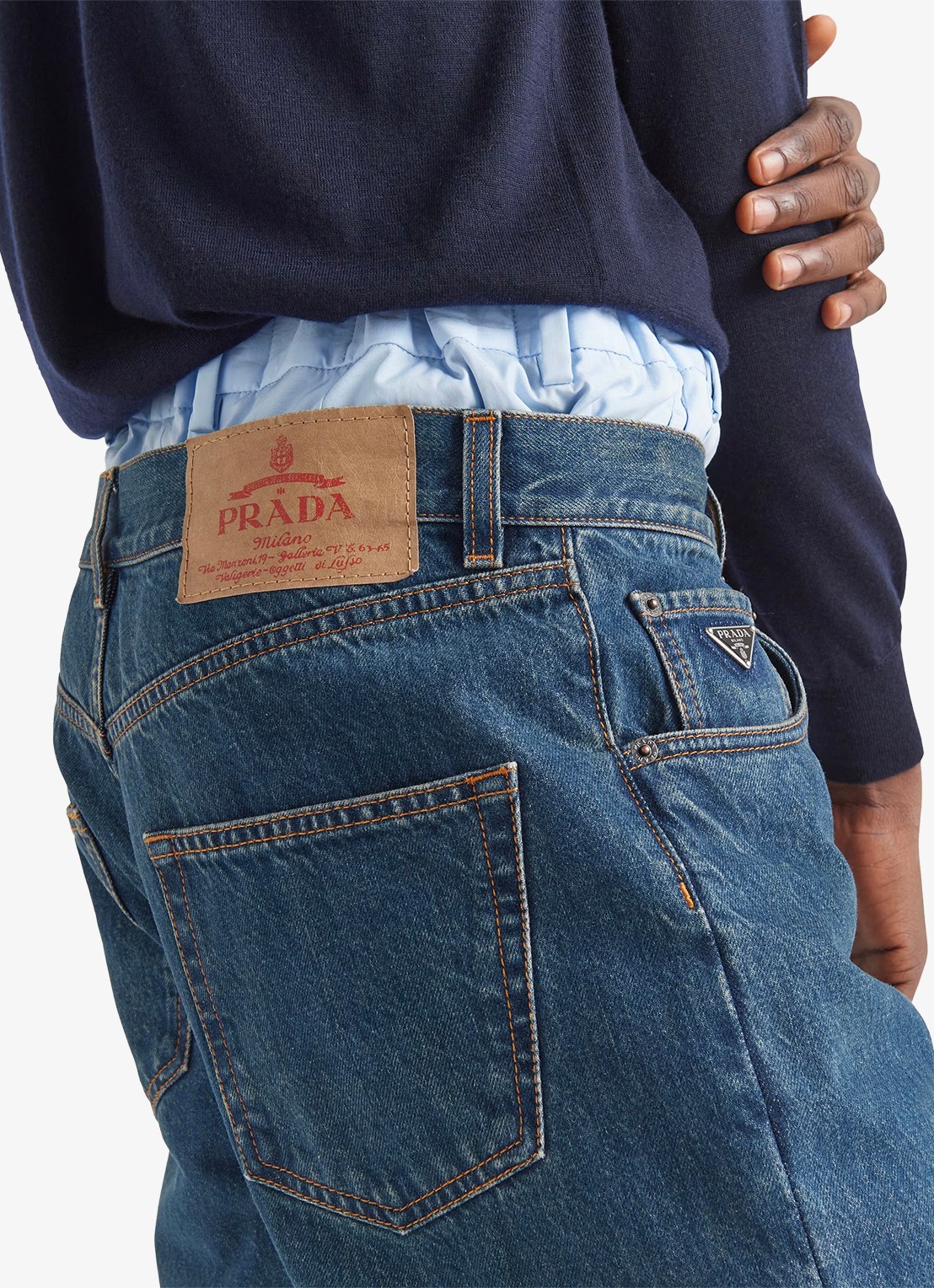 Prada Straight leg jeans met donkere wassing - detail 3 indigo