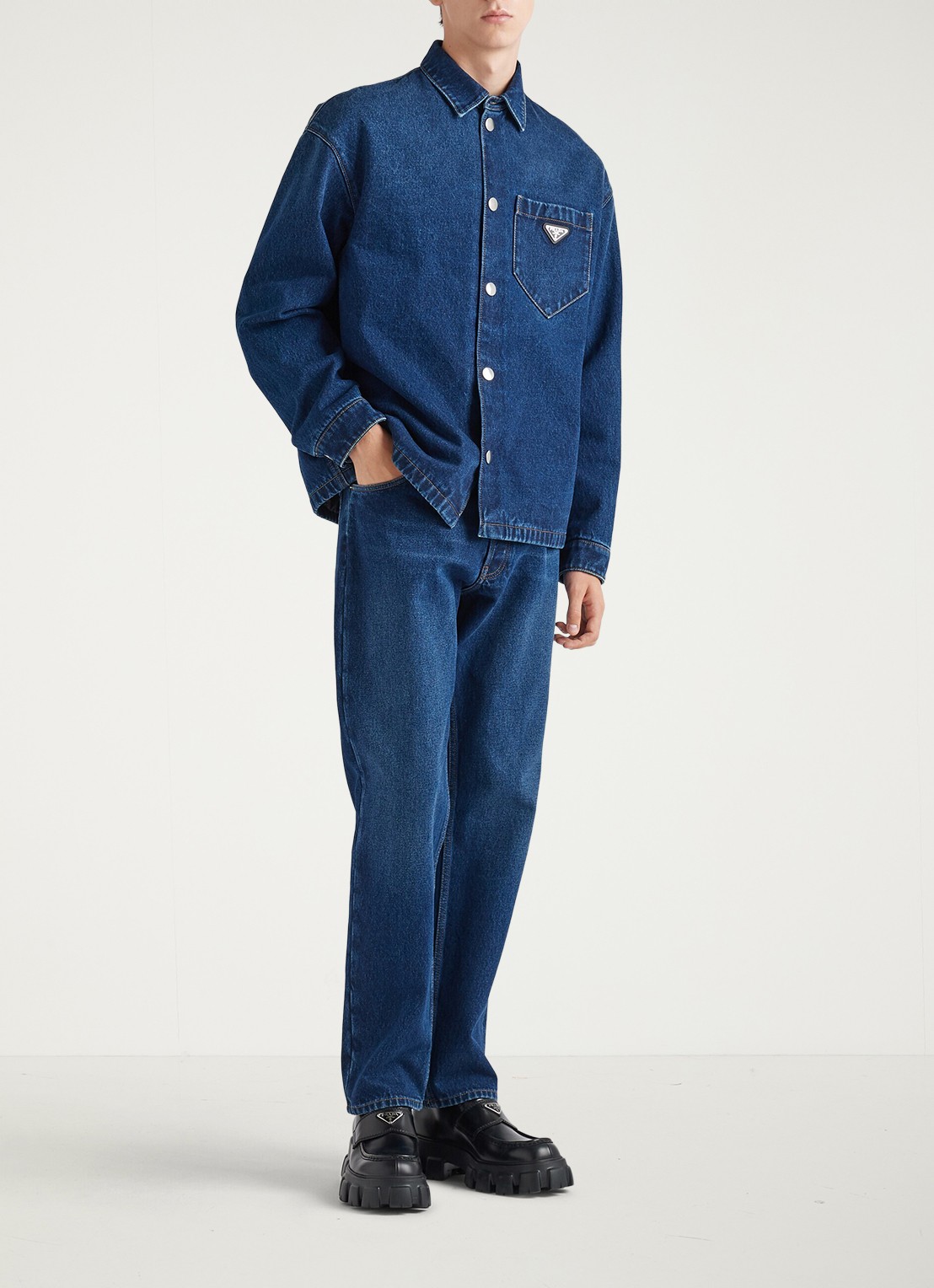 Prada Straight leg jeans met medium wassing - detail 3 indigo