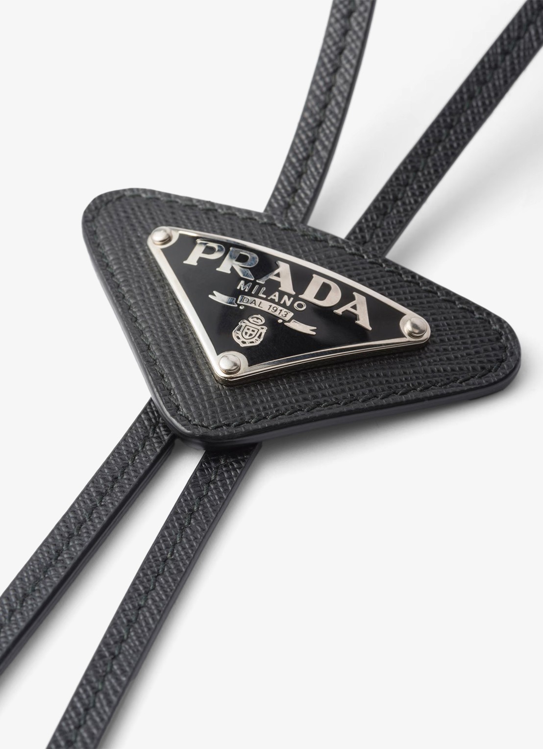 Prada Stropdas van leer - detail 4 zwart