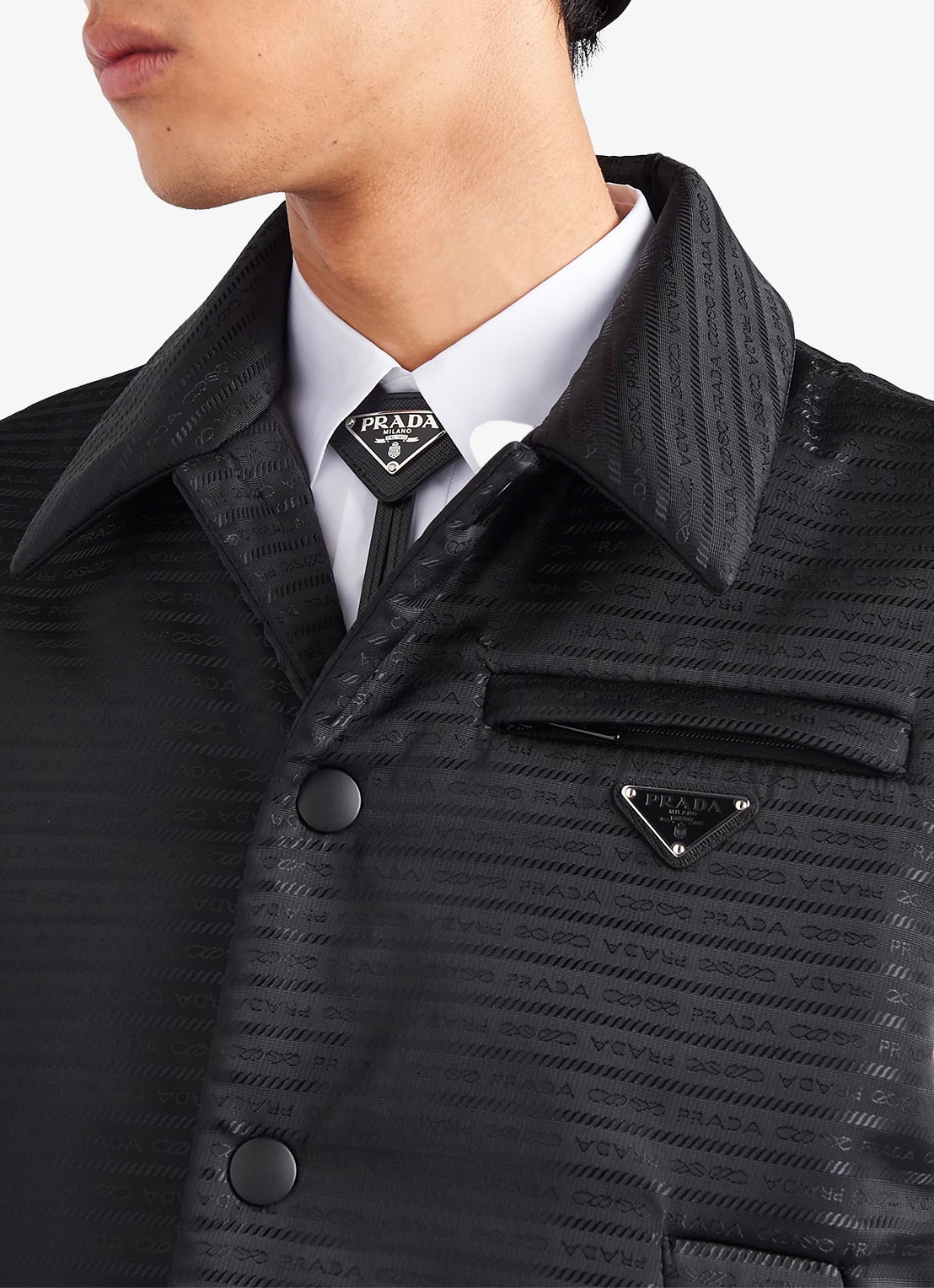 Prada Stropdas van leer - voorkant 2 zwart