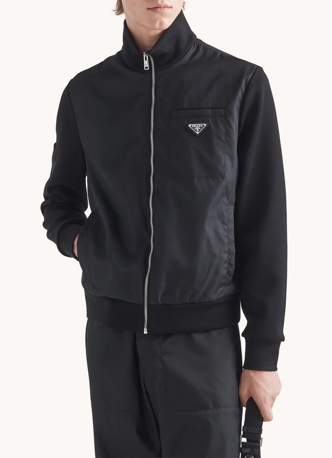 Prada Sweatvest met logo - detail 3 zwart