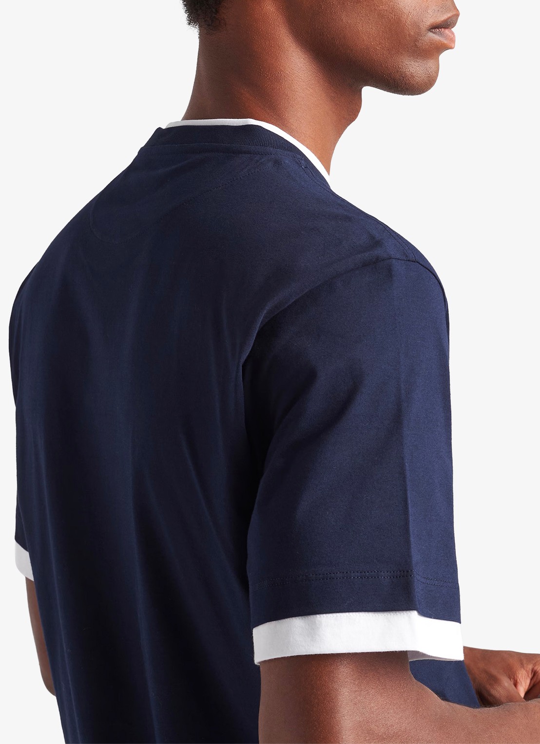 Prada T-shirt met contrast - detail 5 donkerblauw