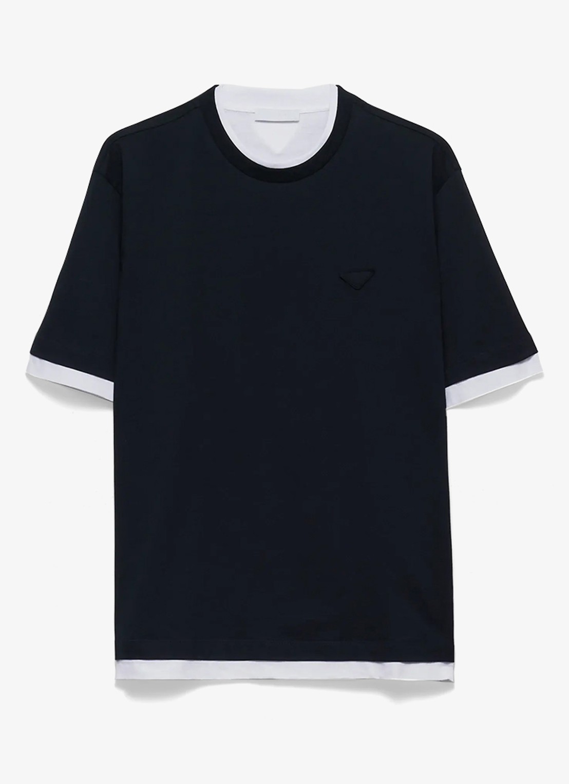 Prada T-shirt met contrast - voorkant 2 donkerblauw