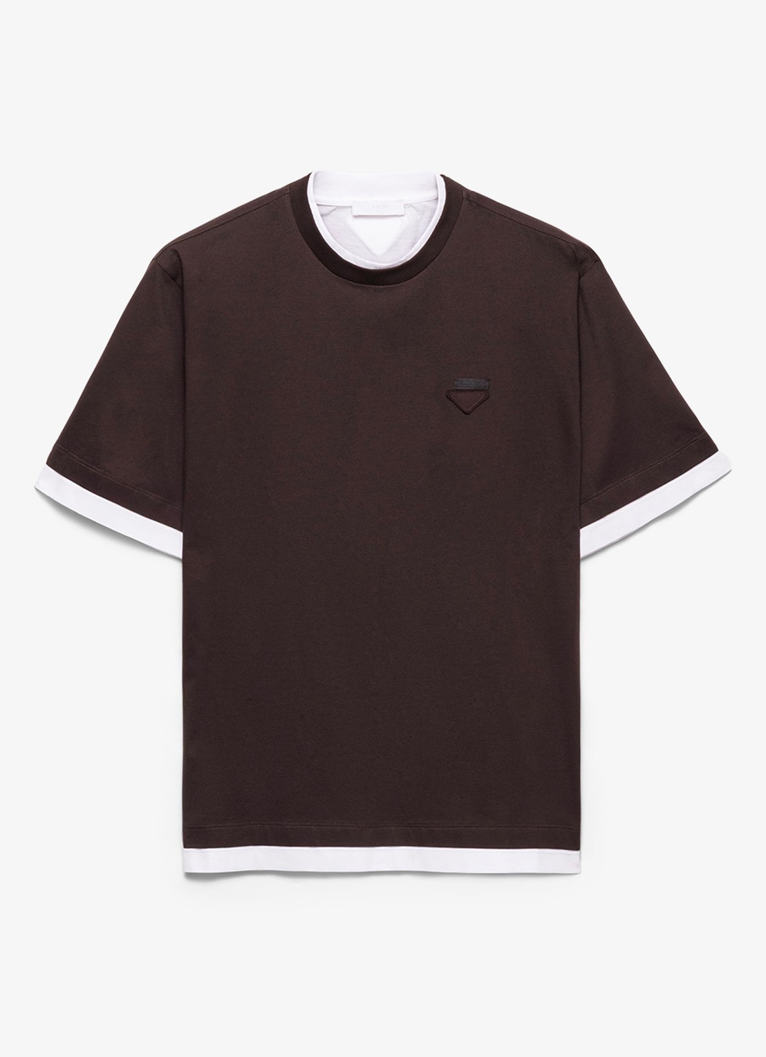 Prada T-shirt met contrast - voorkant 5 donkerbruin