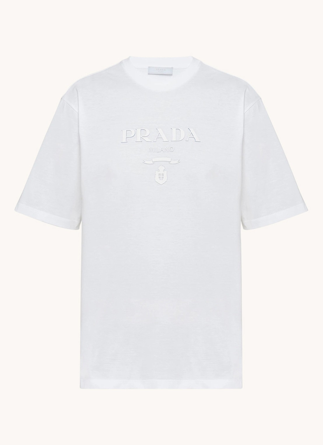 Prada T-shirt van katoen met logo - voorkant wit