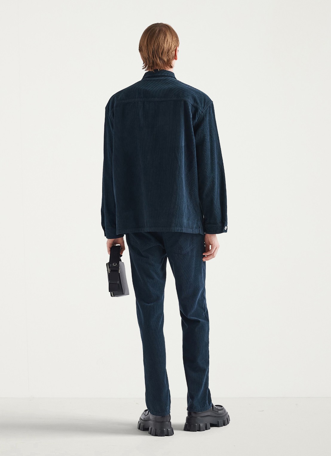 Prada Tapered fit broek van corduroy - achterkant 5 donkerblauw