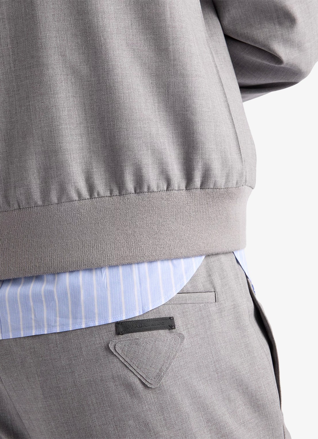 Prada Tapered fit pantalon van wol met steekzakken - detail 6 grijs