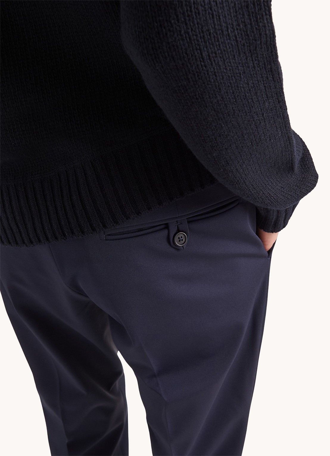 Prada Techno slim fit pantalon met steekzakken - detail 4 donkerblauw