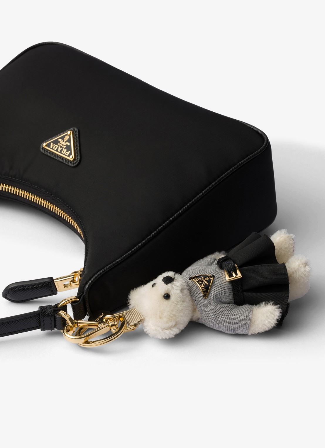Prada Teddy tasbedel met logo - detail wit