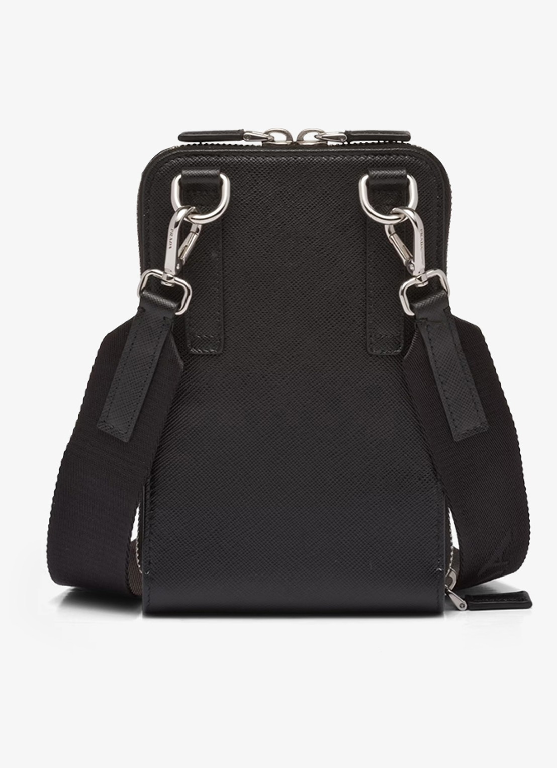 Prada Telefoonhoes van leer met afneembare schouderriem - achterkant 5 zwart