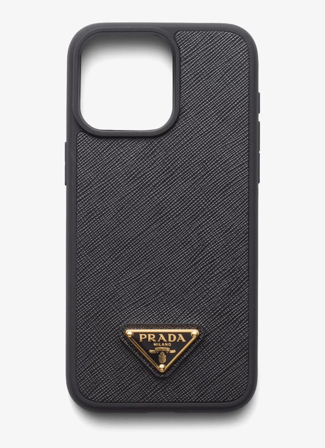 Prada Telefoonhoes van leer voor iPhone 15 Pro Max - voorkant zwart