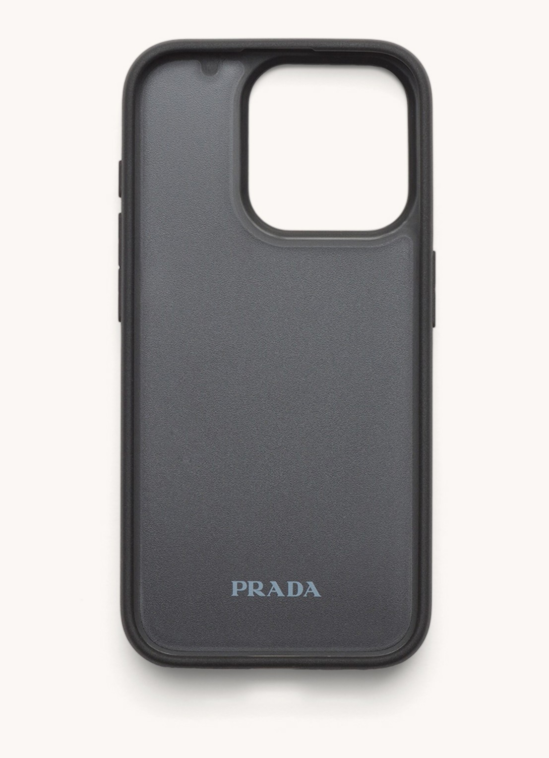 Prada Telefoonhoes van leer voor iPhone 15 Pro - detail 3 lichtgrijs