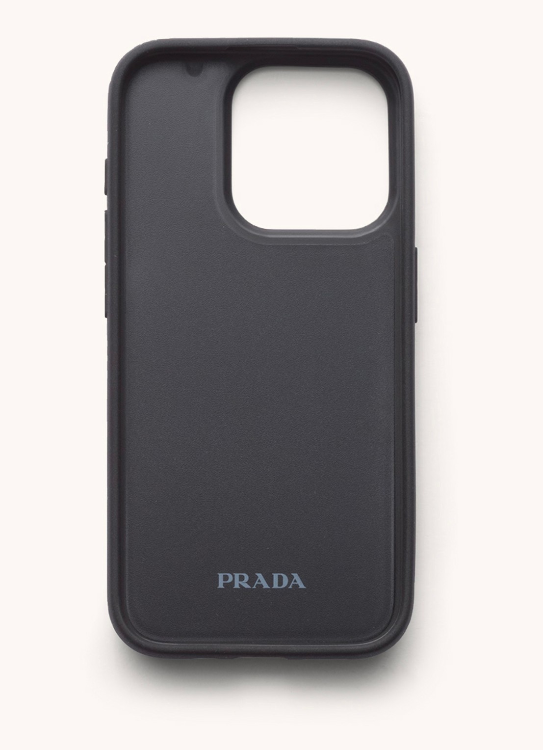 Prada Telefoonhoes van leer voor iPhone 15 Pro - achterkant olijfgroen