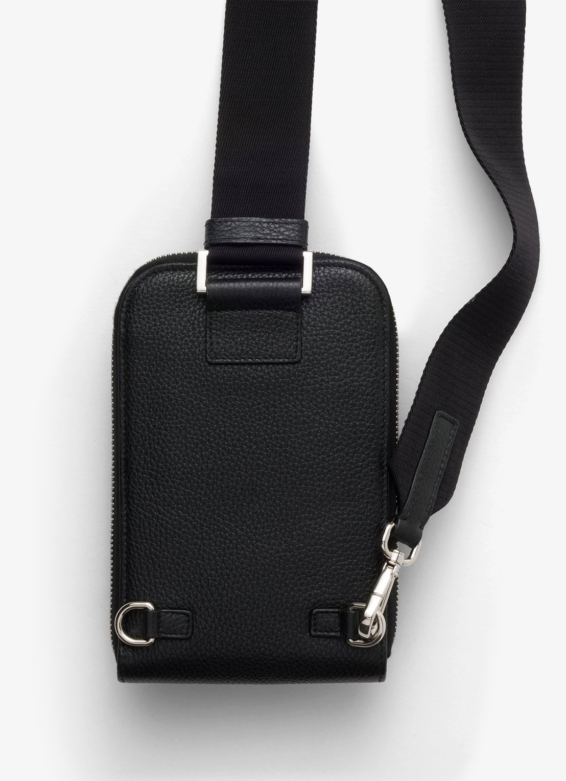Prada Telefoonhoesje van kalfsleer met schouderriem - achterkant 4 zwart