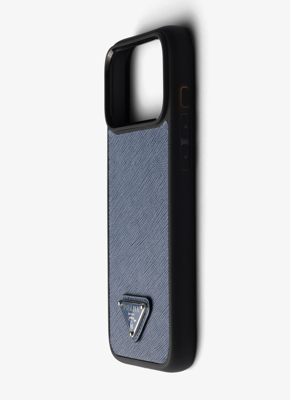 Prada Telefoonhoesje van leer voor iPhone 17 Pro Max - detail donkerblauw