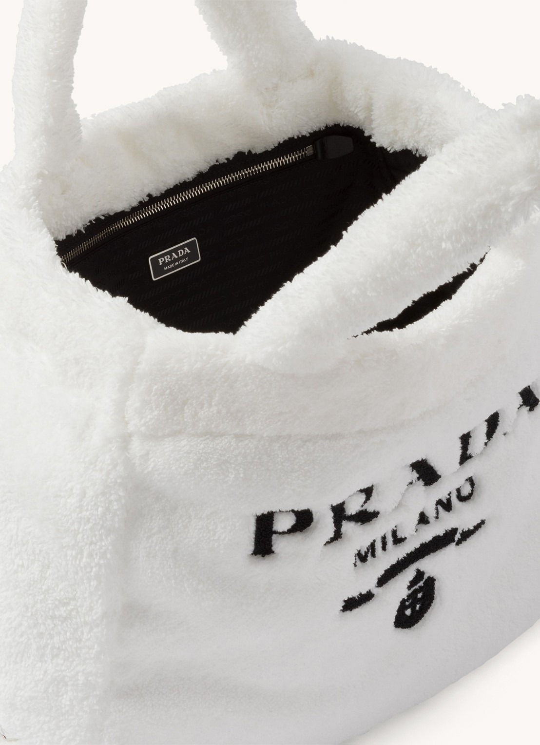 Prada Terry shopper van imitatiebont - detail 5 wit