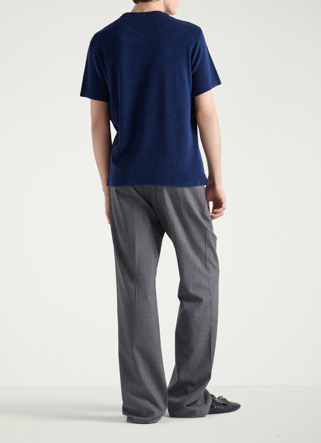 Prada Terry T-shirt van badstof met logo - achterkant donkerblauw