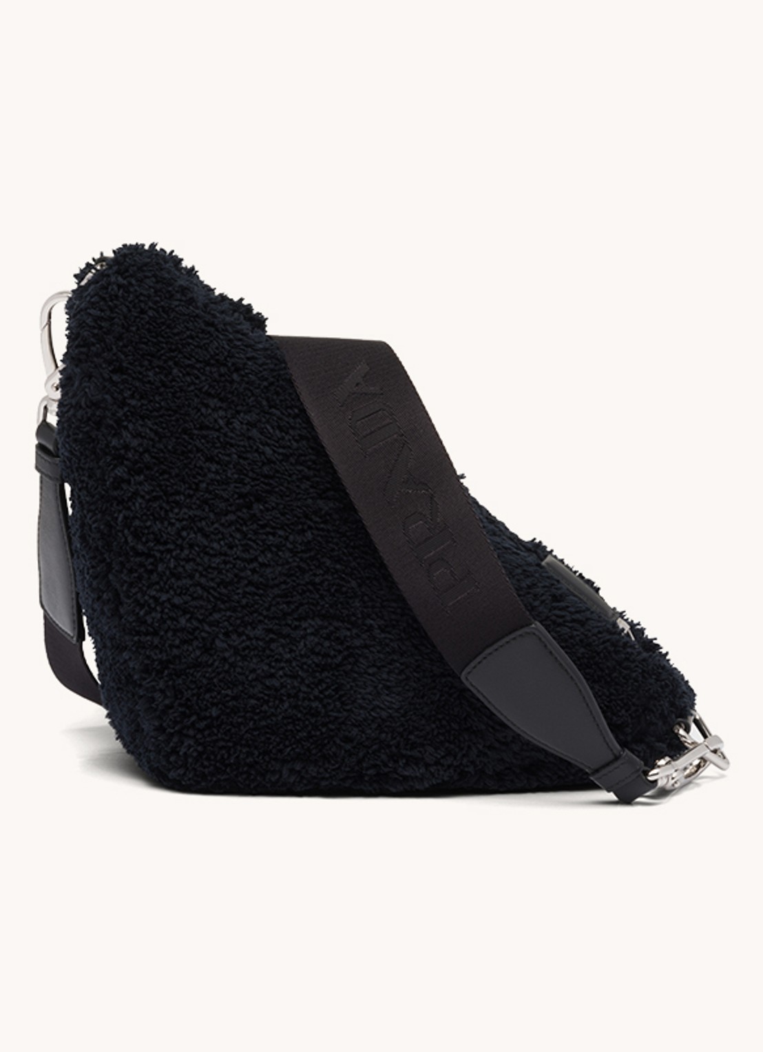 Prada Triangle Terrycloth schoudertas met schapenvacht - detail 3 zwart