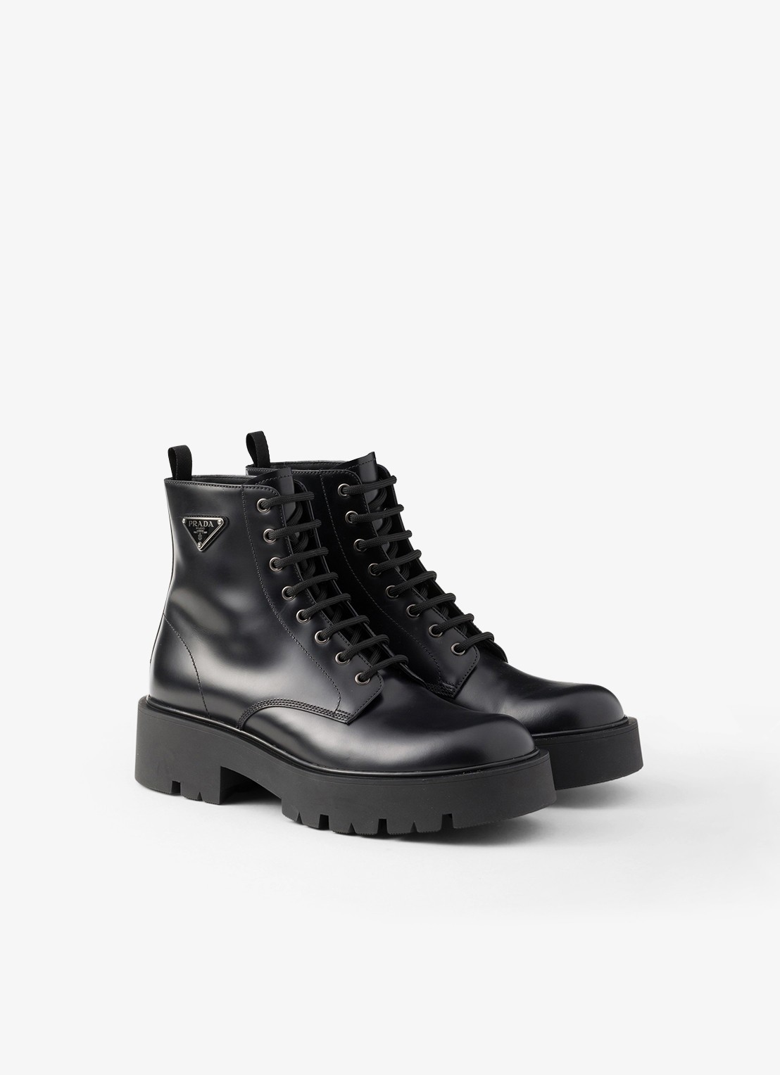 Prada Veterboot van leer - voorkant 6 zwart