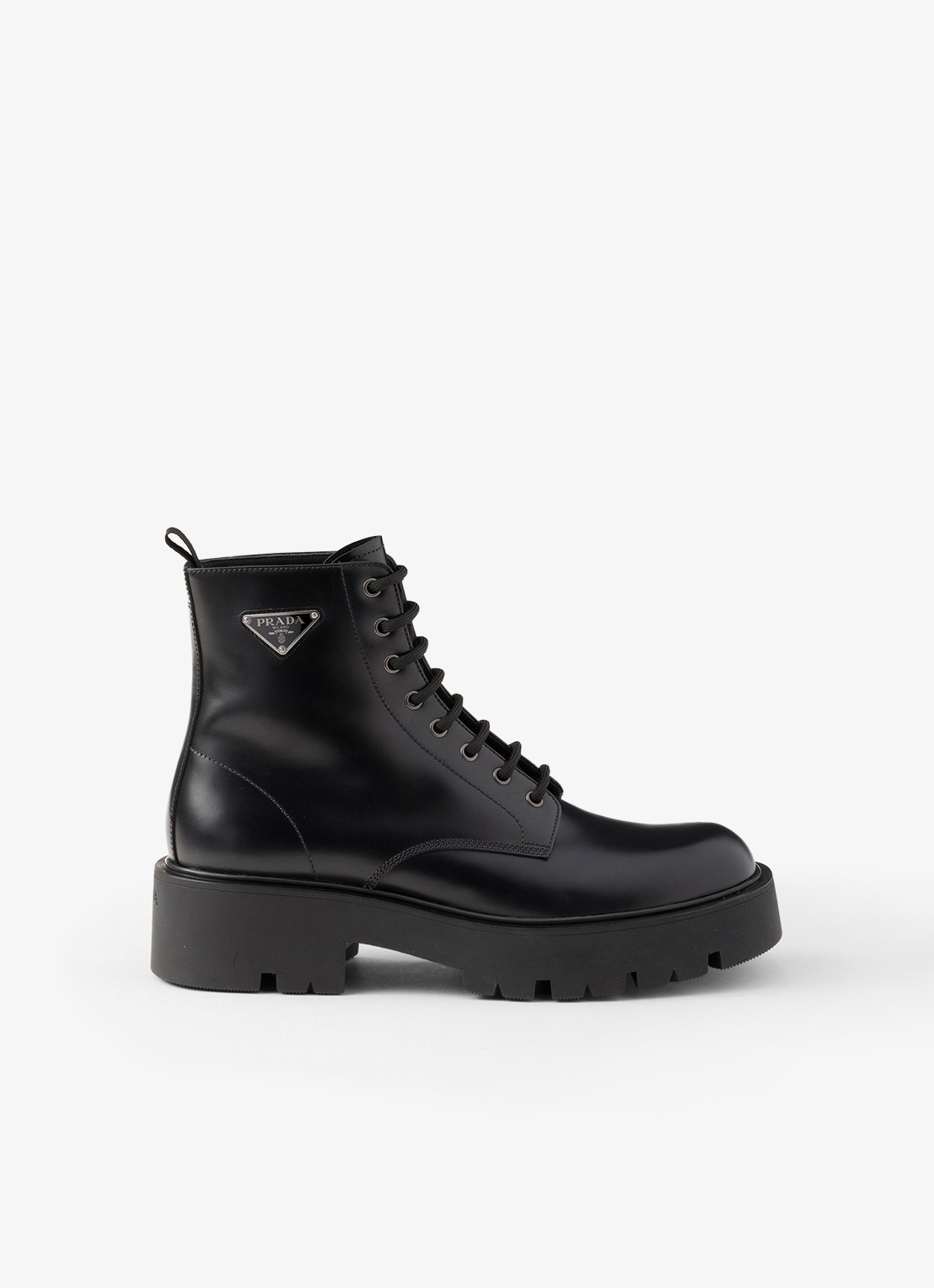 Prada Veterboot van leer - voorkant 7 zwart