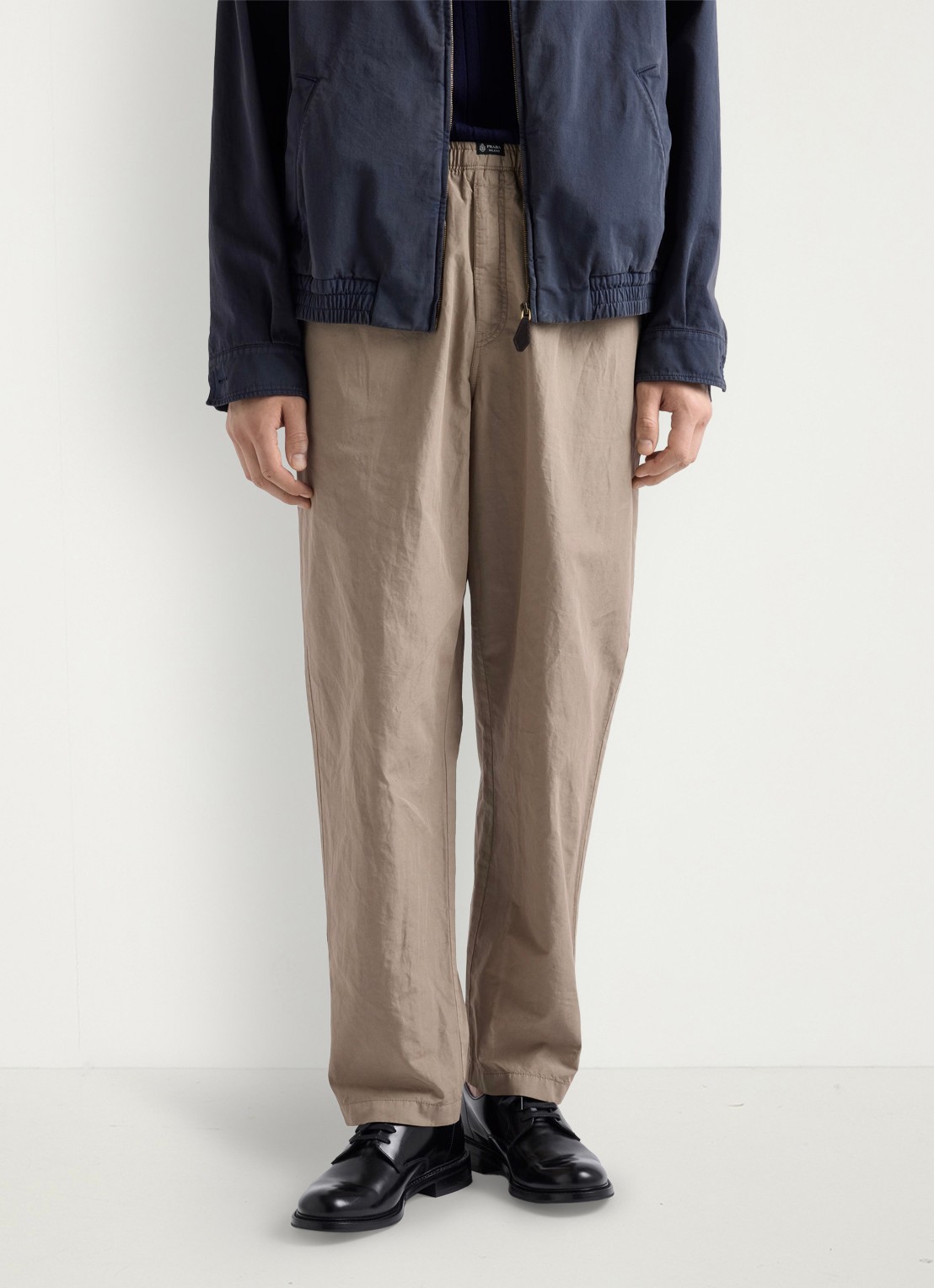 Prada Wide fit chino in linnenblend - detail beige
